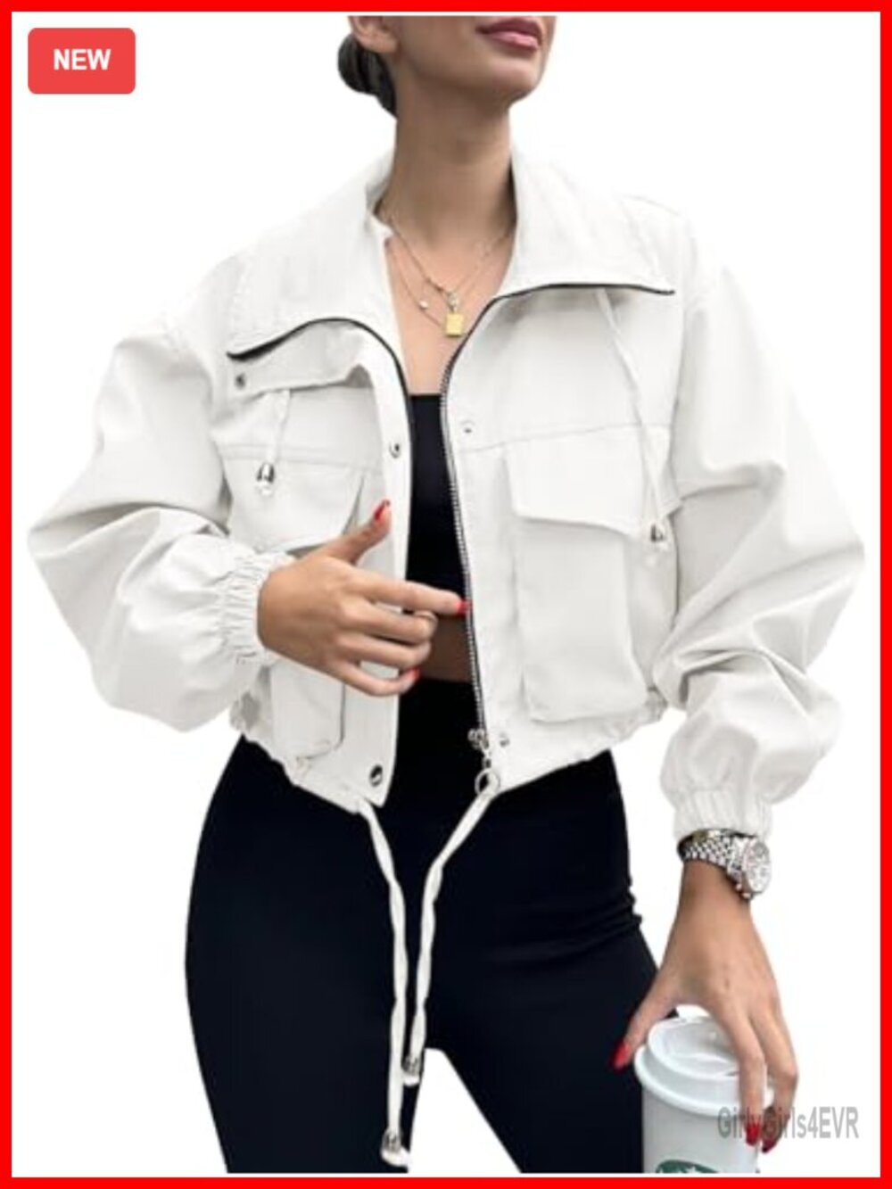 Lightweight Oversized Cropped Anorak Jacket with Pockets